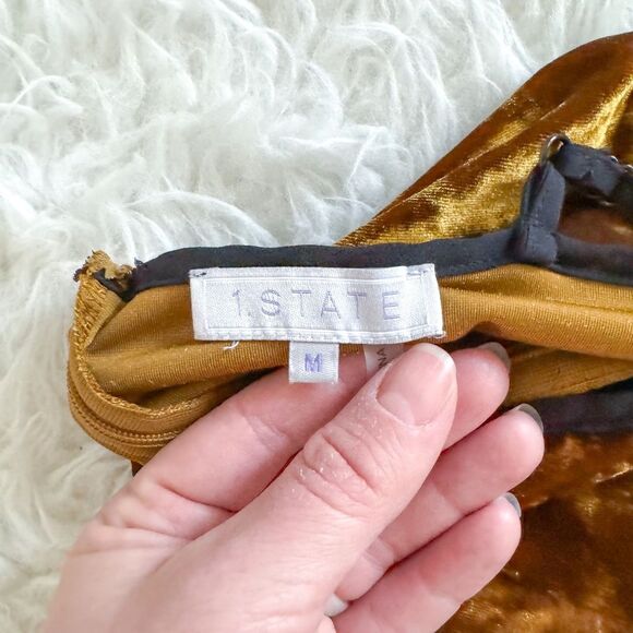 1.State Gold Crush Velvet Midi Slip Dress | Size M - Picture 6 of 10